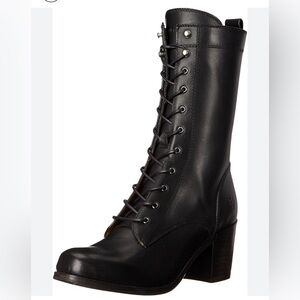 Frye Kendall Black Leather Lace-Up Boots